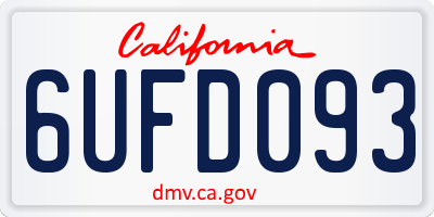 CA license plate 6UFD093
