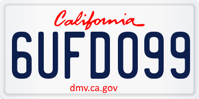 CA license plate 6UFD099