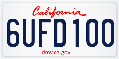 CA license plate 6UFD100