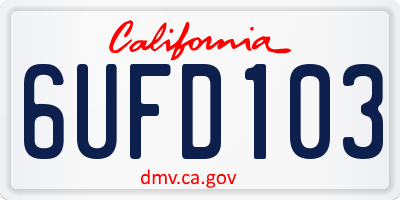 CA license plate 6UFD103