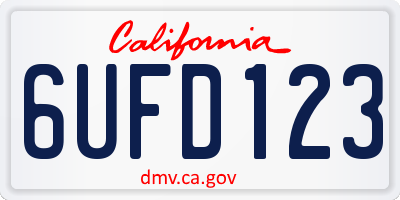 CA license plate 6UFD123
