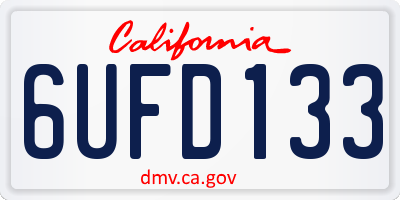 CA license plate 6UFD133