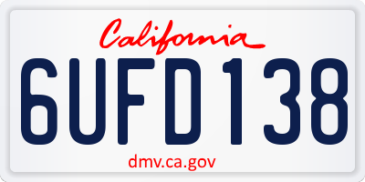 CA license plate 6UFD138