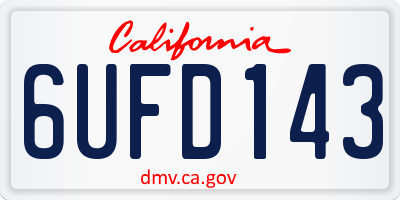 CA license plate 6UFD143