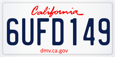 CA license plate 6UFD149