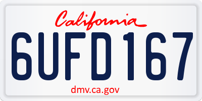 CA license plate 6UFD167