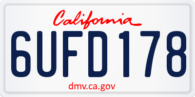 CA license plate 6UFD178