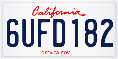 CA license plate 6UFD182