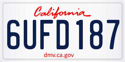 CA license plate 6UFD187