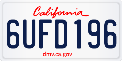 CA license plate 6UFD196