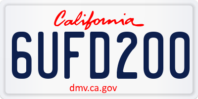 CA license plate 6UFD200