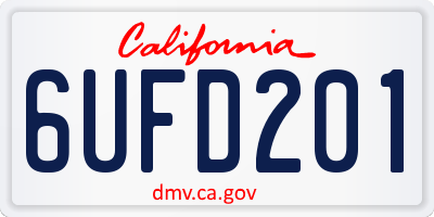 CA license plate 6UFD201
