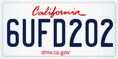 CA license plate 6UFD202