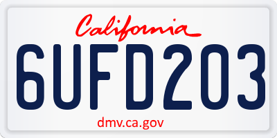 CA license plate 6UFD203