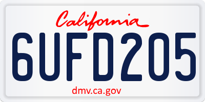 CA license plate 6UFD205
