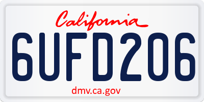 CA license plate 6UFD206