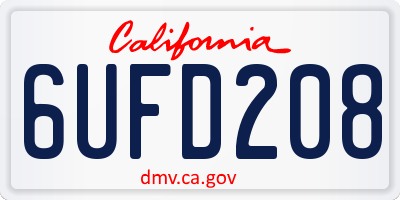 CA license plate 6UFD208