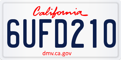 CA license plate 6UFD210