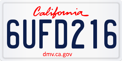 CA license plate 6UFD216