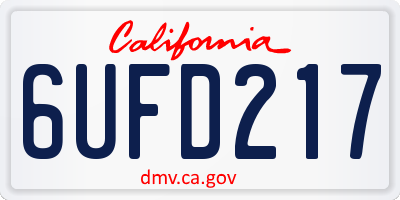CA license plate 6UFD217