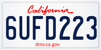 CA license plate 6UFD223