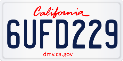CA license plate 6UFD229