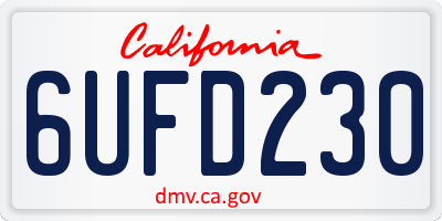 CA license plate 6UFD230