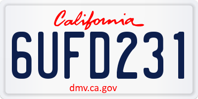 CA license plate 6UFD231