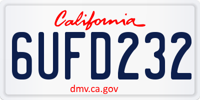 CA license plate 6UFD232