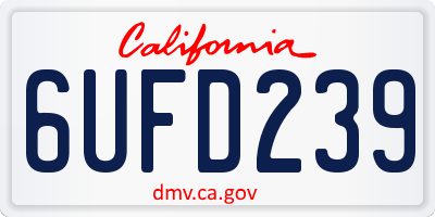 CA license plate 6UFD239