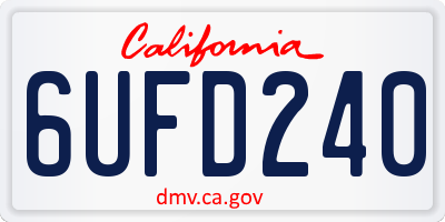 CA license plate 6UFD240