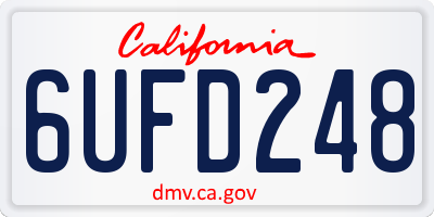 CA license plate 6UFD248