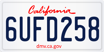 CA license plate 6UFD258