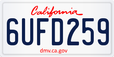 CA license plate 6UFD259