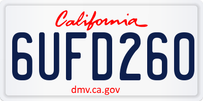 CA license plate 6UFD260