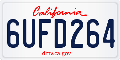 CA license plate 6UFD264