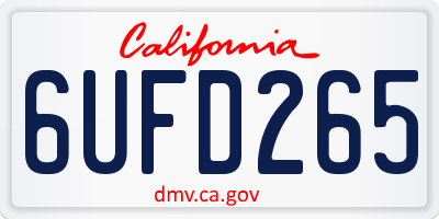 CA license plate 6UFD265