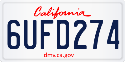 CA license plate 6UFD274