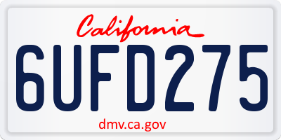 CA license plate 6UFD275