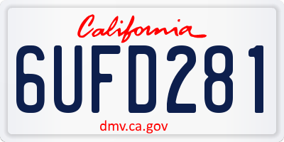CA license plate 6UFD281