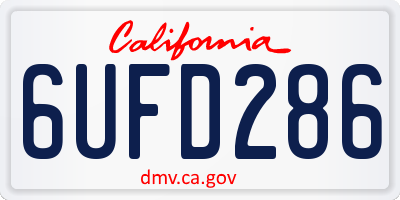 CA license plate 6UFD286