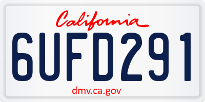 CA license plate 6UFD291
