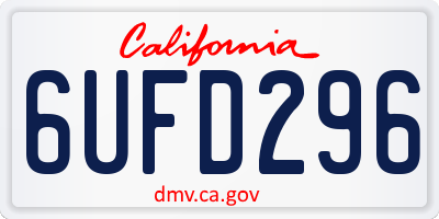 CA license plate 6UFD296