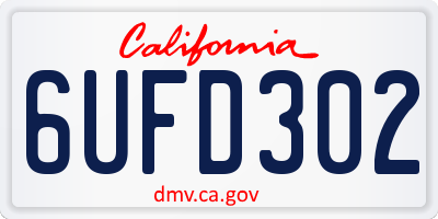 CA license plate 6UFD302