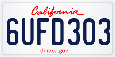 CA license plate 6UFD303