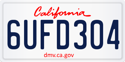 CA license plate 6UFD304