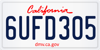 CA license plate 6UFD305