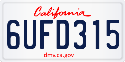 CA license plate 6UFD315