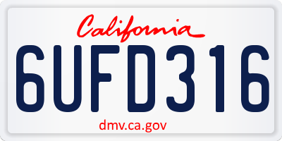 CA license plate 6UFD316