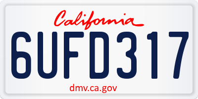CA license plate 6UFD317